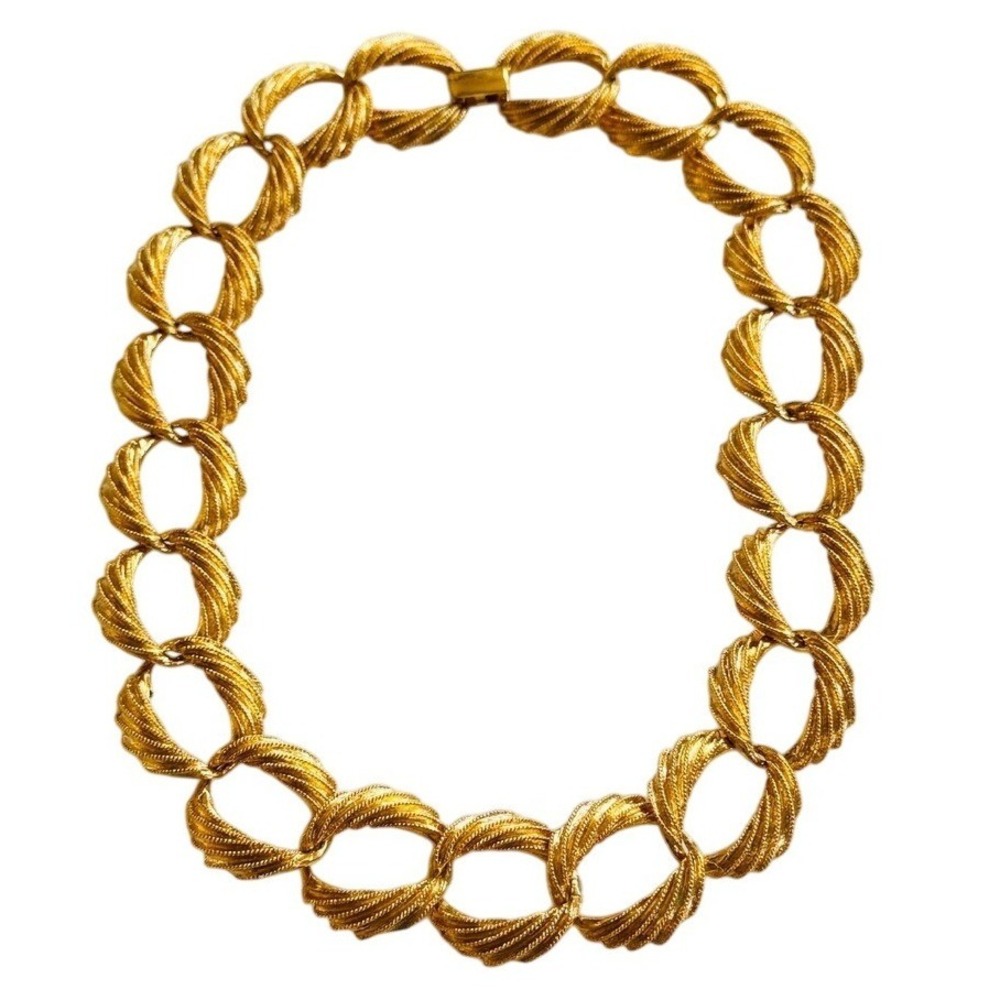 VTG‎ regal Napier high end designer Collar Necklace gold tone chunky curved link